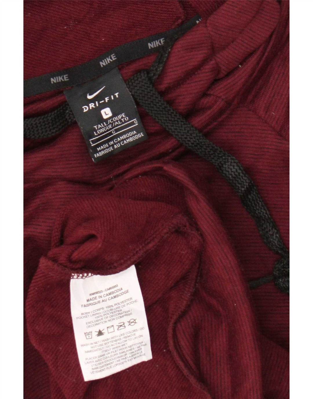 Męski sweter z kapturem Nike Dri Fit, duży, bordowy poliester