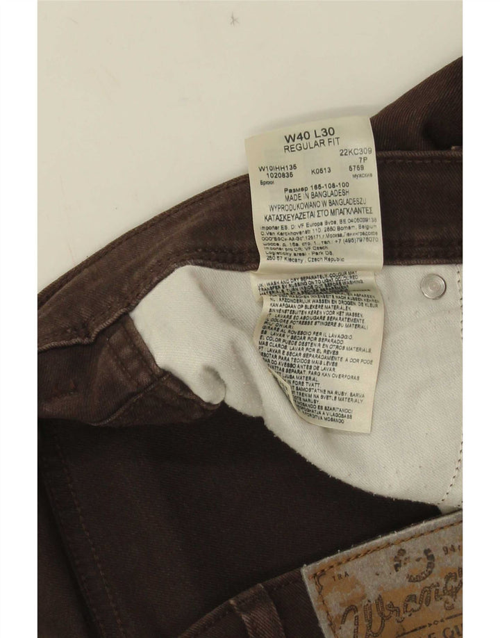 Męskie jeansy Wrangler o regularnym kroju W40 L30, brązowa bawełna