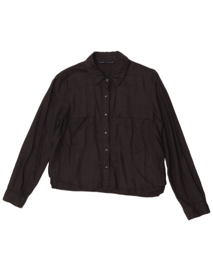 Damska bluzka koszulowa Zara Z1975 UK 14 Medium Black Lyocell