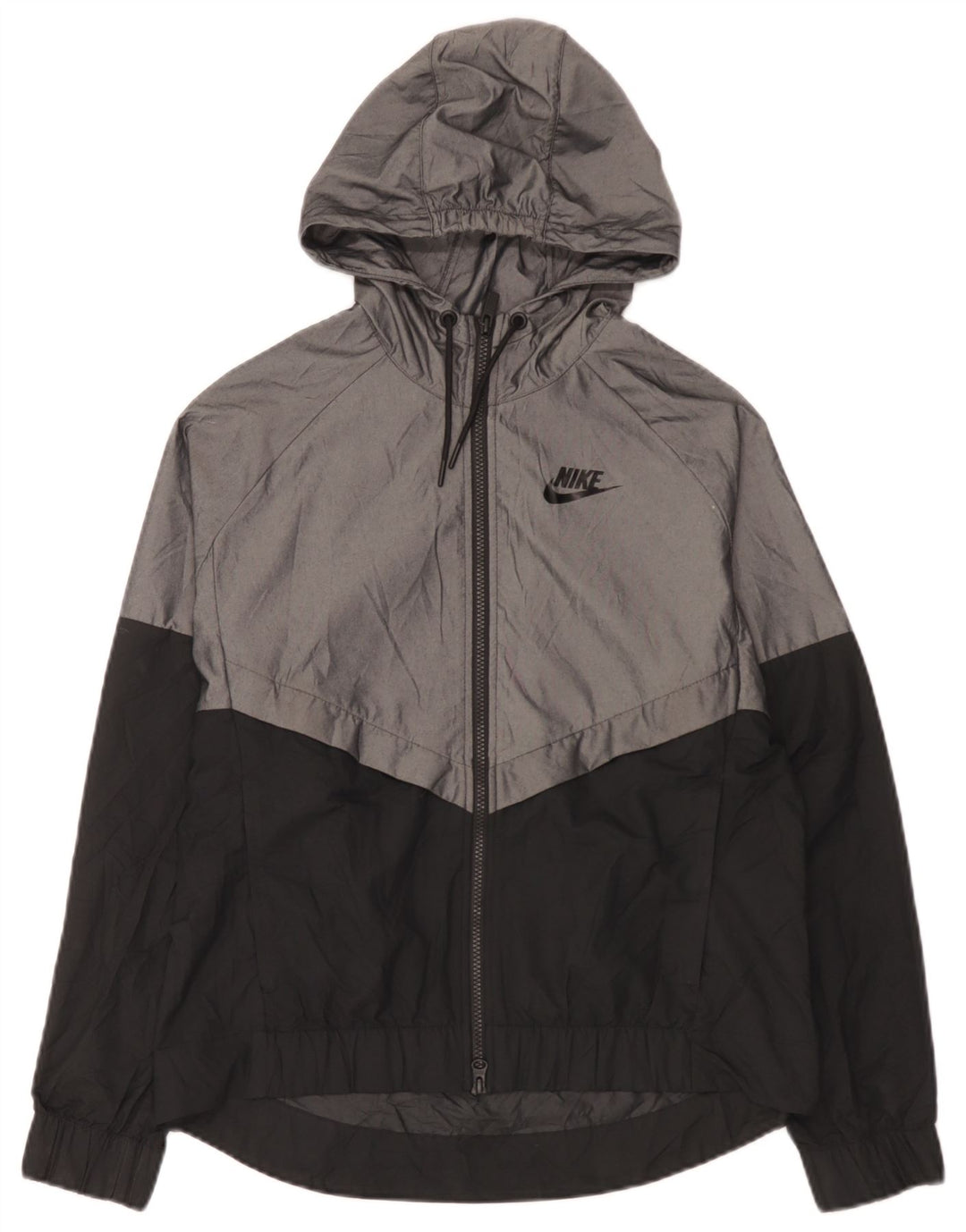Męska kurtka przeciwdeszczowa z kapturem Nike UK 38 Średni szary nylon z blokami kolorów