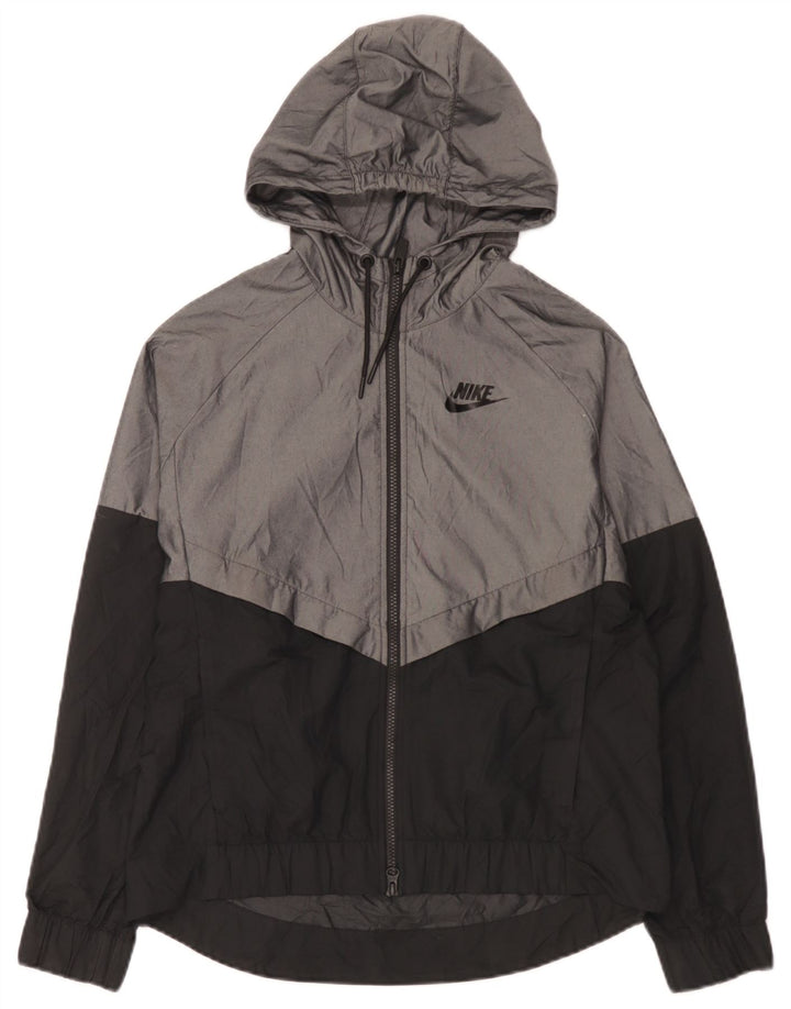 Męska kurtka przeciwdeszczowa z kapturem Nike UK 38 Średni szary nylon z blokami kolorów