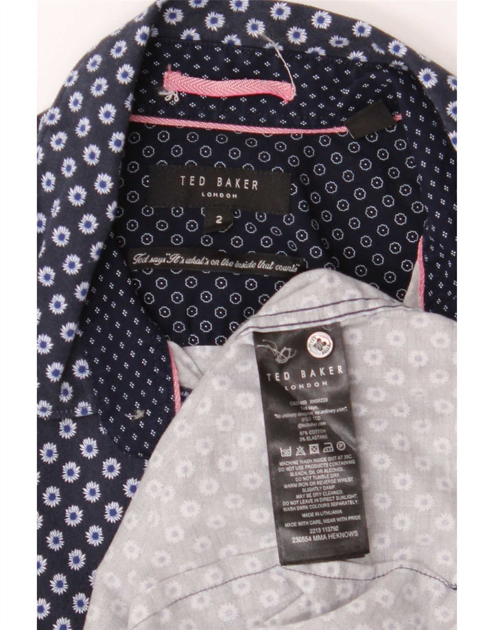 Koszula męska Ted Baker, rozmiar 2, mała, granatowa, bawełniana w kwiaty