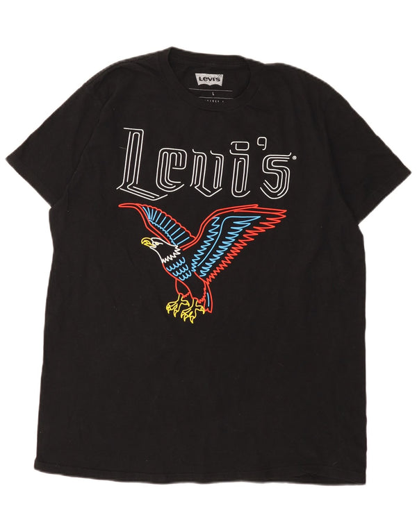 Męski T-shirt z grafiką Levi's, duży, czarny, bawełniany