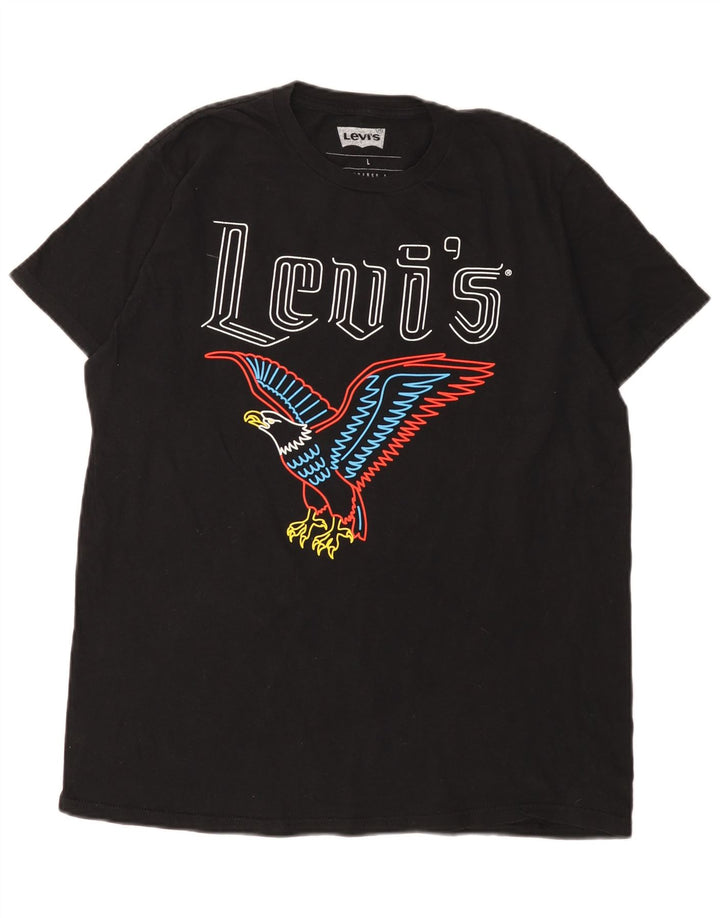 Męski T-shirt z grafiką Levi's, duży, czarny, bawełniany