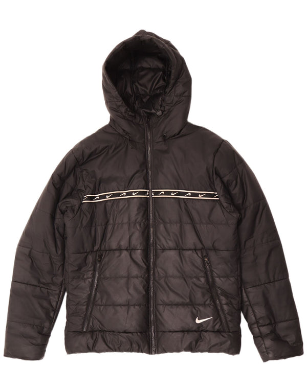 Męska wyściełana kurtka z kapturem Nike Therma-Fit Graphic UK 40, duża czarna