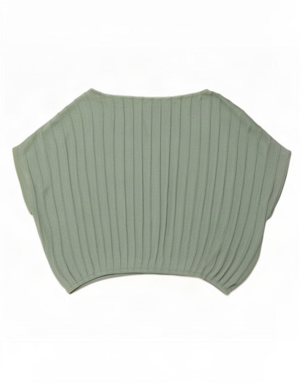 Damska bluzka typu poncho w stylu vintage, UK 14, średnia zielona wiskoza