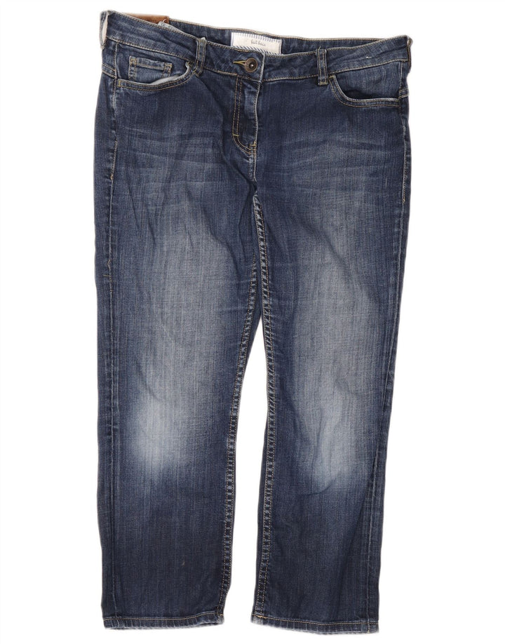 Damskie jeansy przycięte Fat Face UK 12 Medium W34 L23 Niebieskie bawełniane
