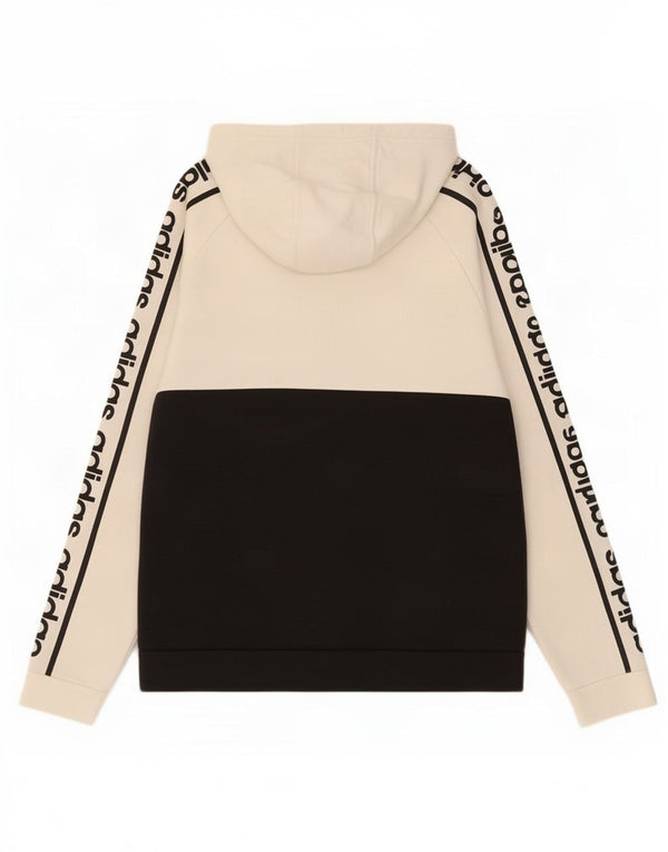 Adidas Mens Graphic Hoodie Jumper Medium White Colourblock Cotton