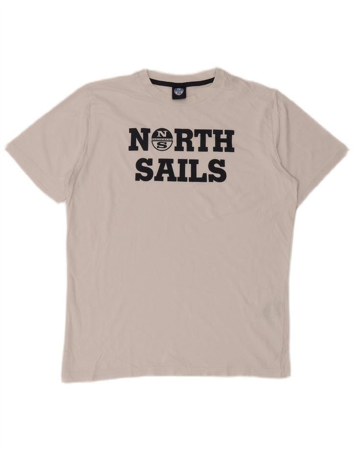 Męski T-shirt z grafiką North Sails, mały, biały, bawełniany