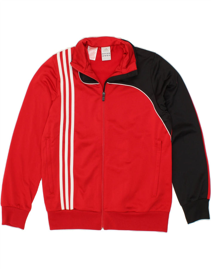 ADIDAS Boys Tracksuit Top Jacket 13-14 Years Red Colourblock Polyester Vintage Adidas and Second-Hand Adidas from Messina Hembry 