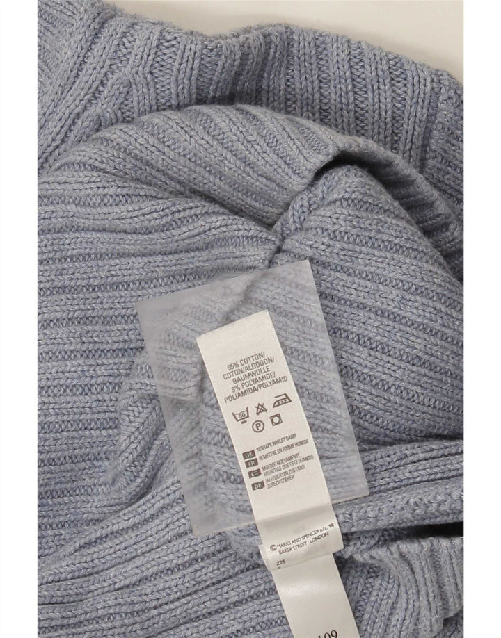 Marks & Spencer Męski sweter z okrągłym dekoltem, średni niebieski, bawełniany