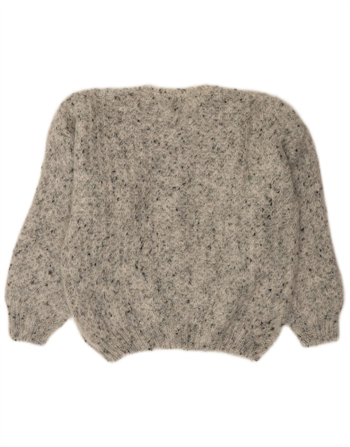 Sweter damski oversize VINTAGE UK 18 XL, szary, nakrapiany