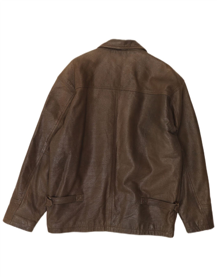 Vintage męska kurtka skórzana UK 38, średnia skóra khaki