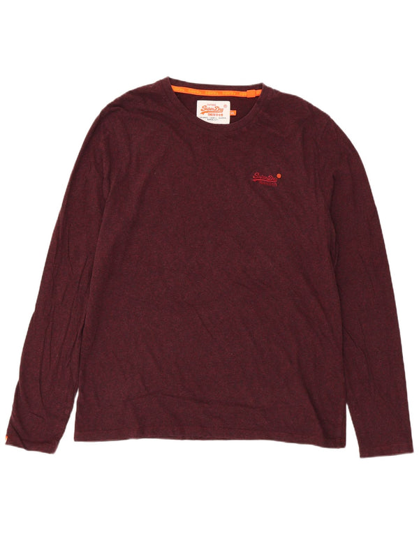 Męski top Superdry z długim rękawem 2XL, bordowa, bawełniana