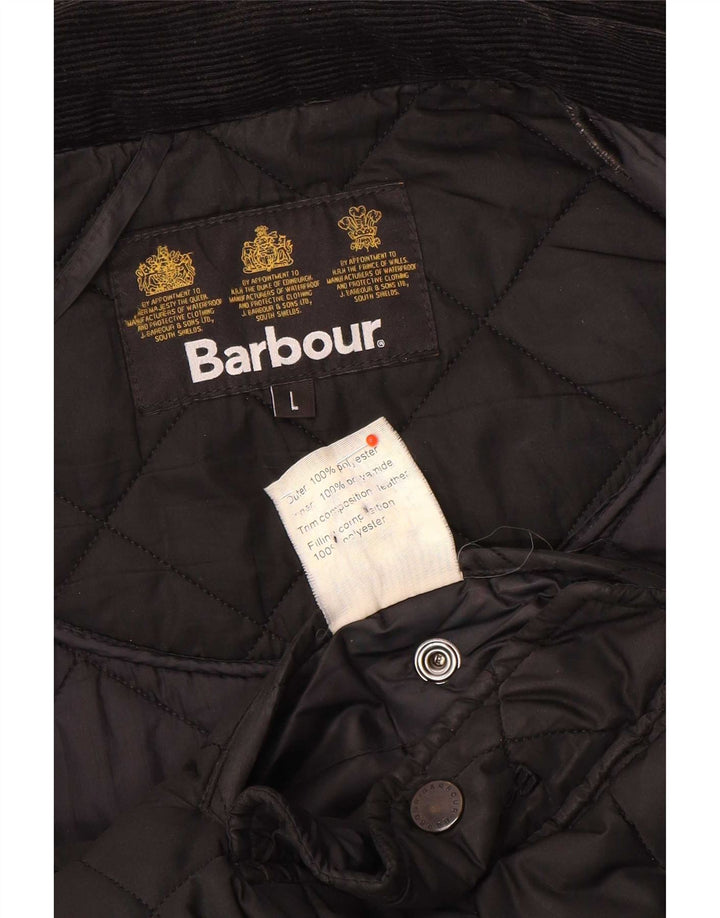 Męska pikowana kurtka Barbour UK 40, duża, czarna, poliestrowa