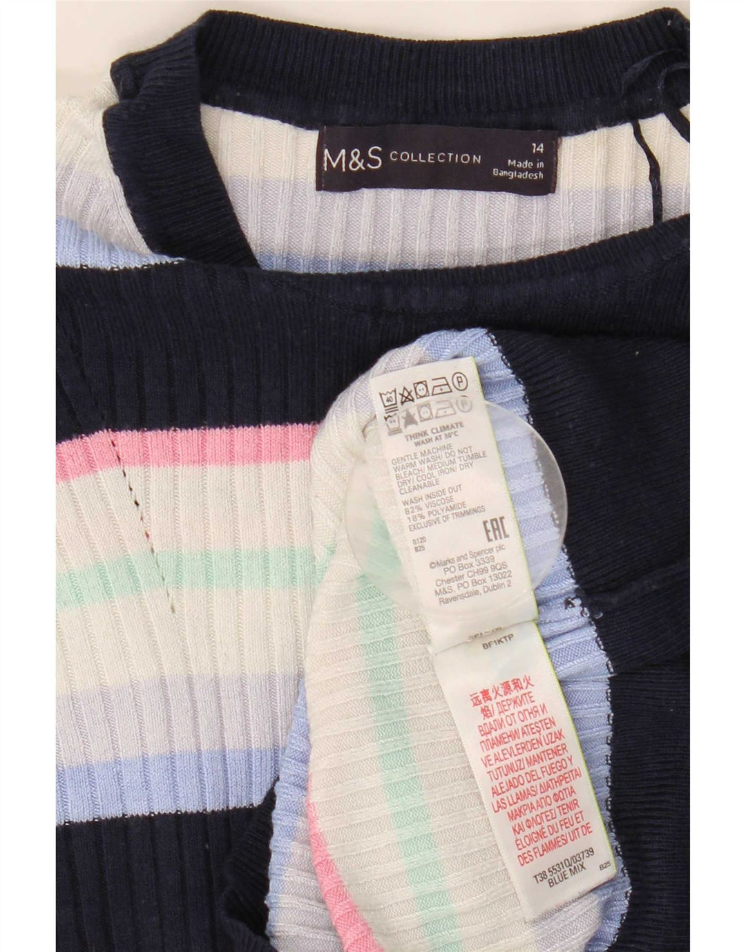 Marks & Spencer Damski sweter z dekoltem w łódkę, UK 14, średni granatowy