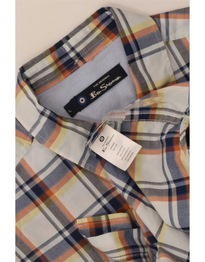 Męska koszula z krótkim rękawem Ben Sherman, duża, wielobarwna, bawełniana krata