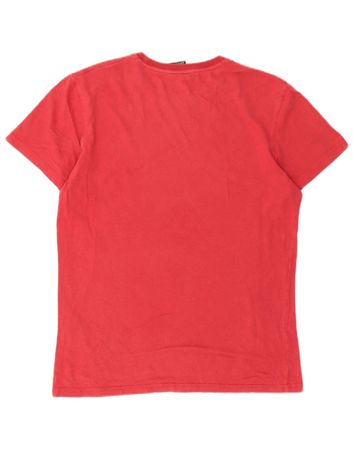 SUPERDRY Męski T-shirt z grafiką, duży, czerwony, bawełniany