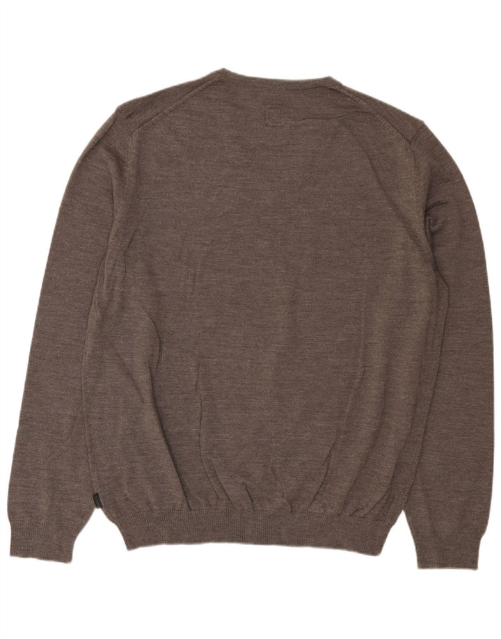 Męski sweter HUGO BOSS Slim Fit z dekoltem w kształcie litery V, 3XL, szara wełna