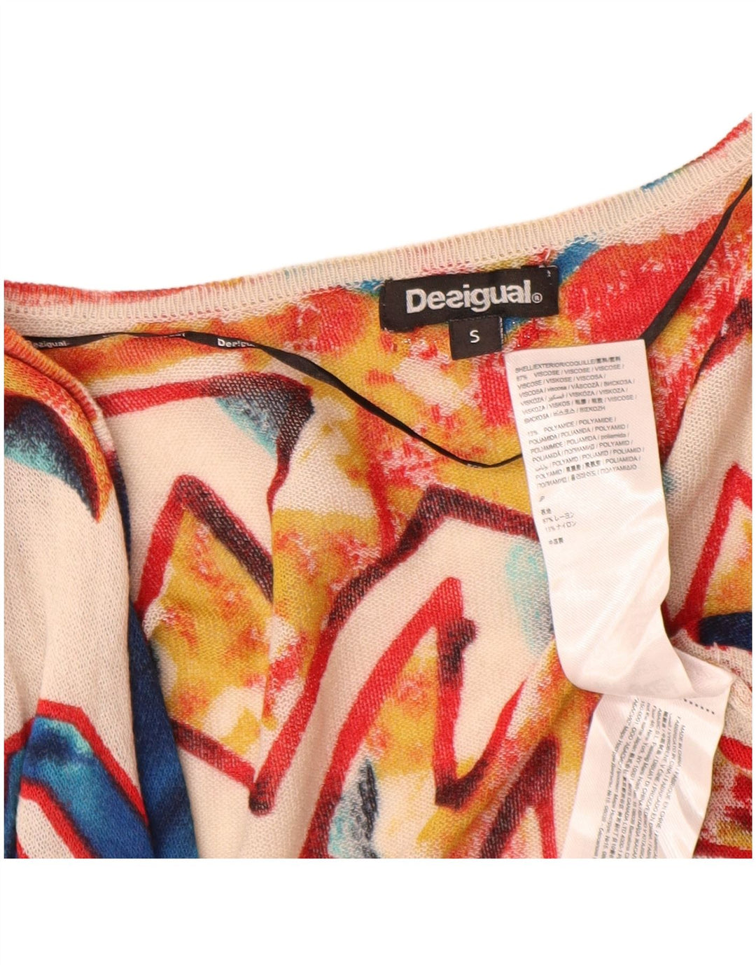 Damski sweter o przedłużonym fasonie Desigual UK 10, mały, wielobarwny