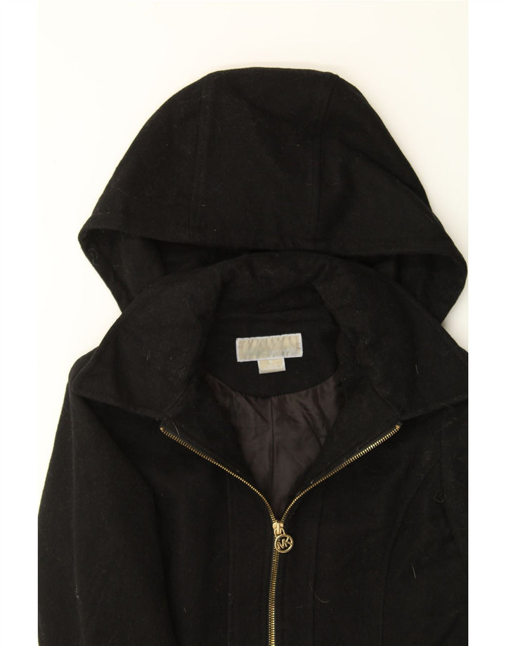 MICHAEL KORS Womens Hooded Overcoat UK 10 Small Black Wool Vintage Michael Kors and Second-Hand Michael Kors from Messina Hembry 
