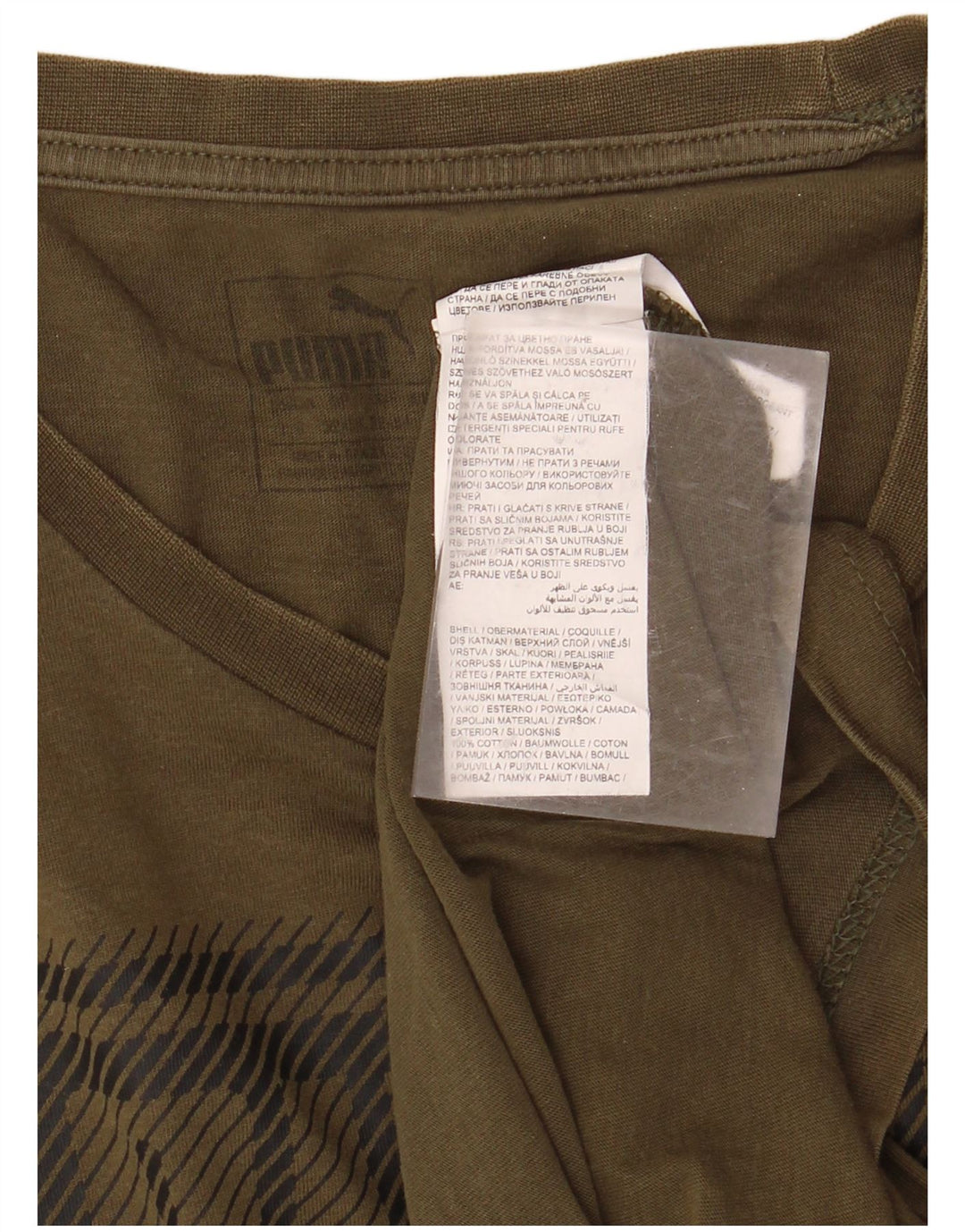 Męski T-shirt z grafiką PUMA, duży, bawełniany khaki