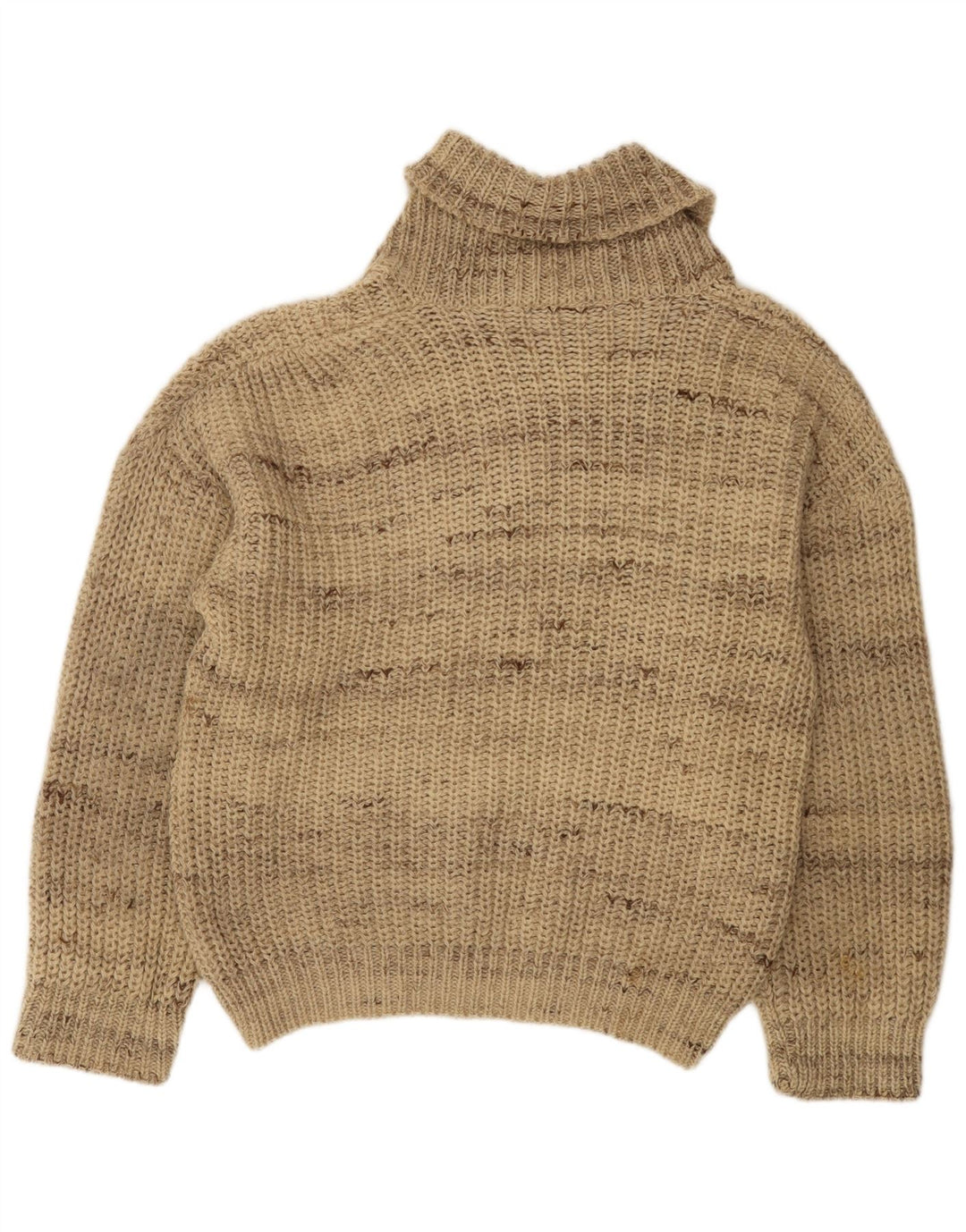 Vintage męski sweter z szalowym dekoltem, duże beżowe paski
