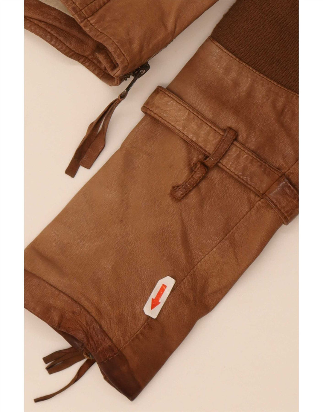 Damska skórzana kurtka motocyklowa True Religion UK 10 w małych beżowych blokach kolorów