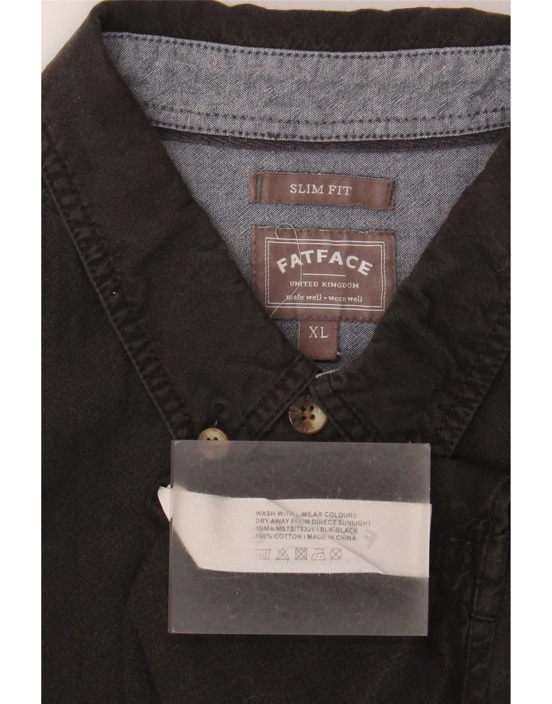 Koszula męska Slim Fit Fat Face XL, czarna, bawełniana