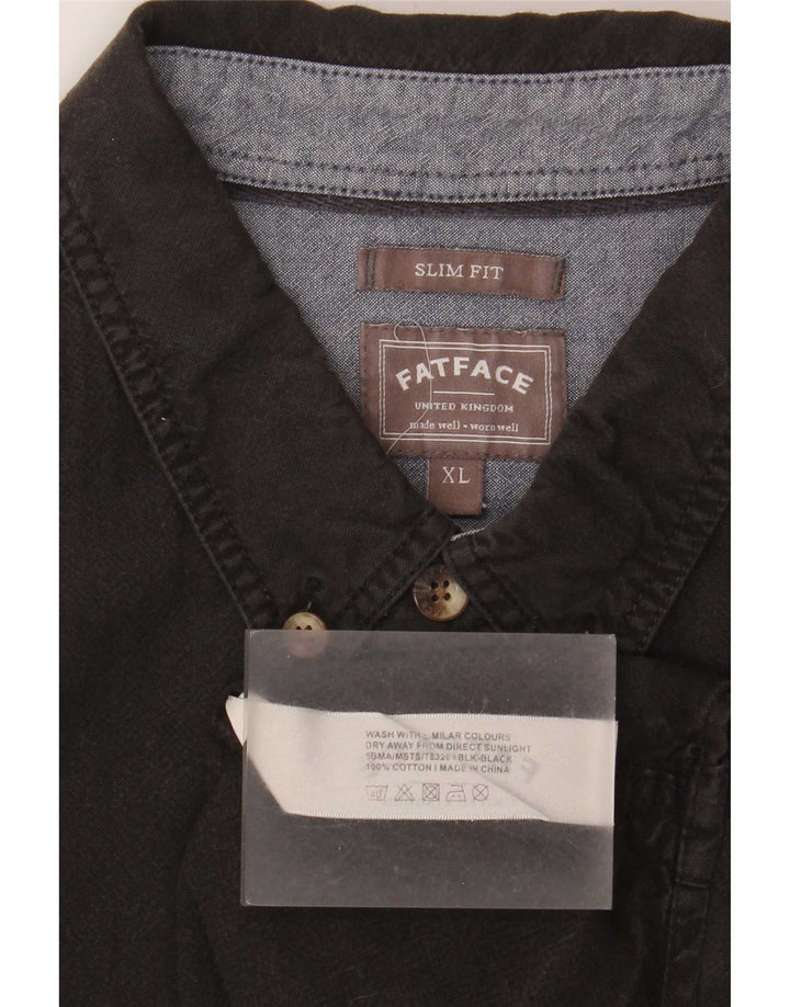 Koszula męska Slim Fit Fat Face XL, czarna, bawełniana