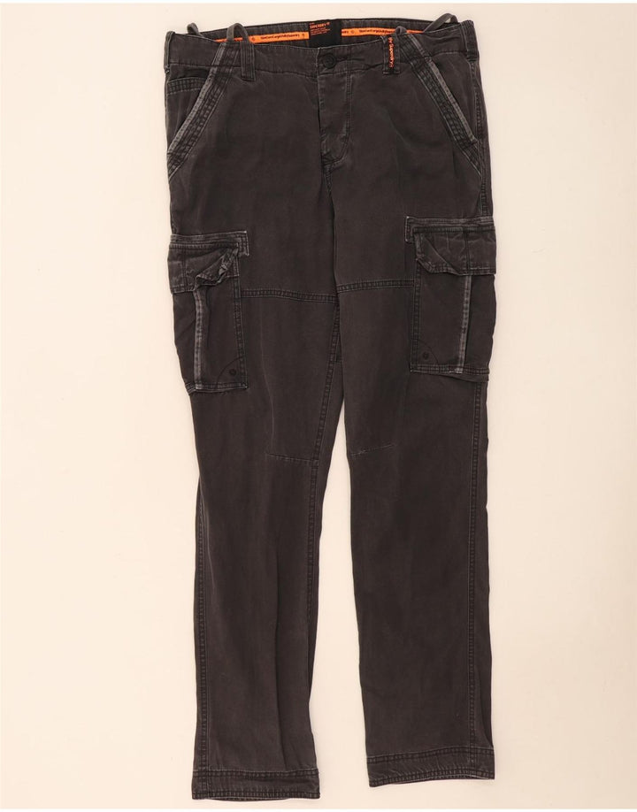 Męskie spodnie cargo SUPERDRY, duże W36 L33, szara bawełna