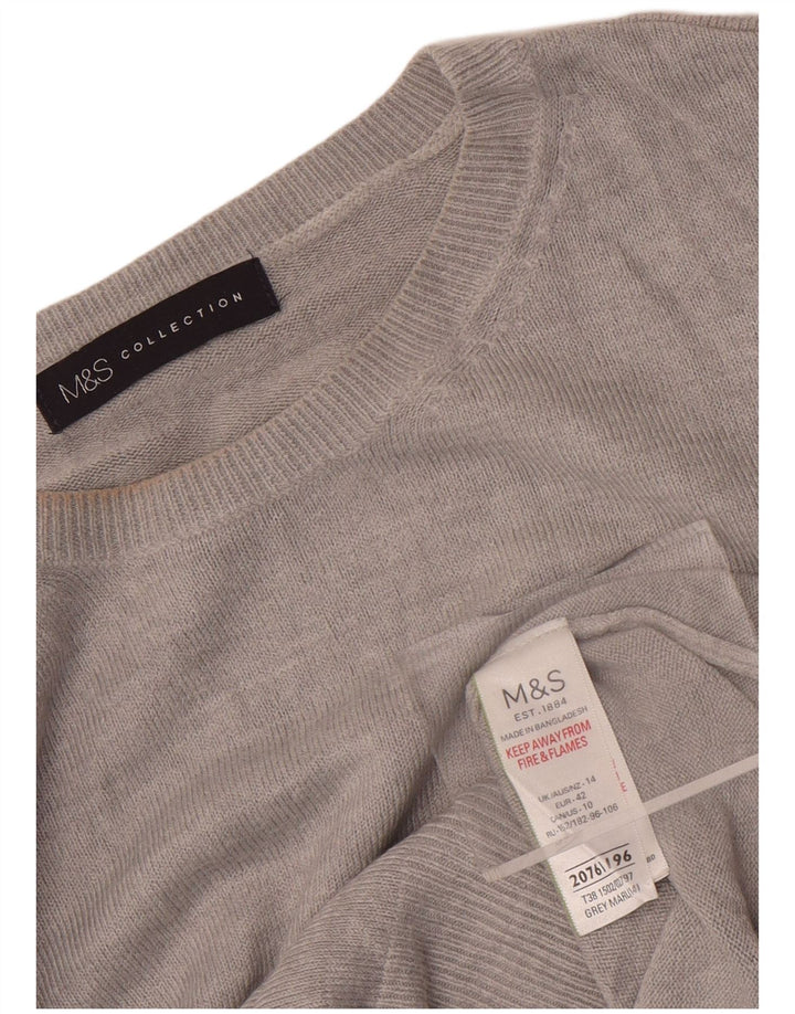 Marks & Spencer Damski sweter z okrągłym dekoltem UK 14, duży, szary, akrylowy