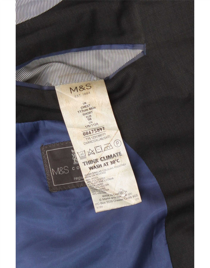 Marks & Spencer Męska marynarka zapinana na 2 guziki o regularnym kroju, UK 46 XL, szara wełna