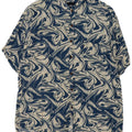 Męska koszula z krótkim rękawem bez serca, abstrakcyjny wzór, 2XL, granatowa, bawełniana