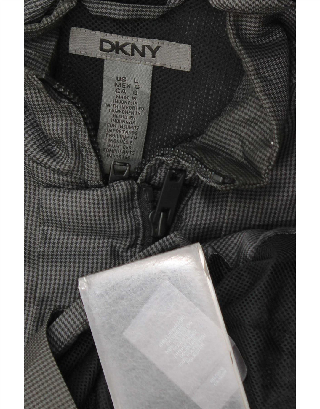Męska kurtka użytkowa Dkny UK 40, duża, szara, poliester w pepitkę
