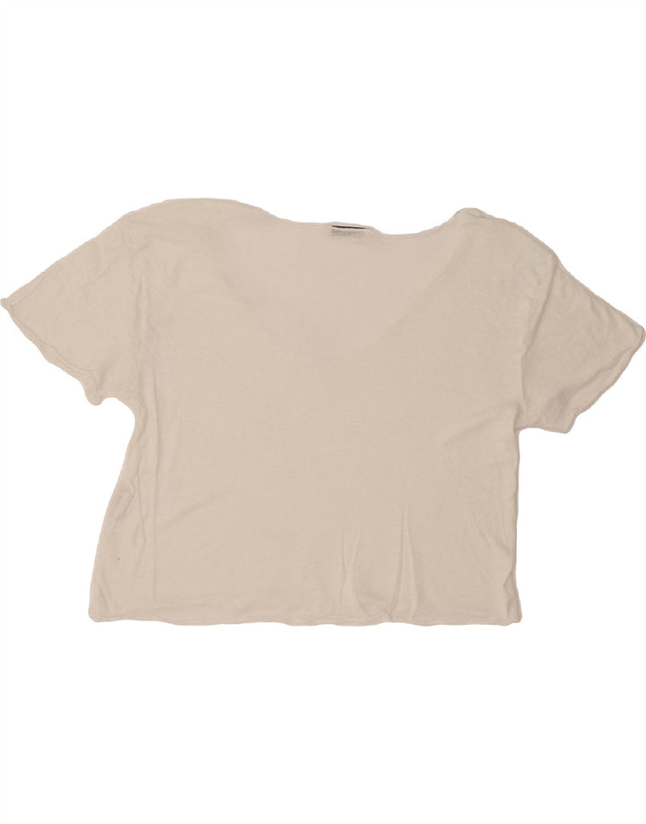 ZARA Womens T-Shirt Top UK 16 Large White Linen Vintage Zara and Second-Hand Zara from Messina Hembry 