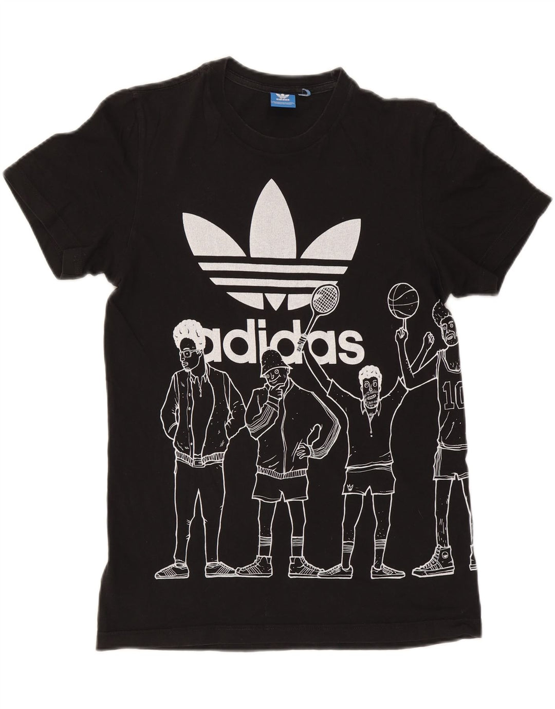 Męska koszulka z grafiką Adidas, mała, czarna, bawełniana