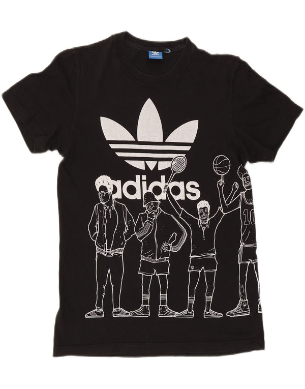 Męska koszulka z grafiką Adidas, mała, czarna, bawełniana