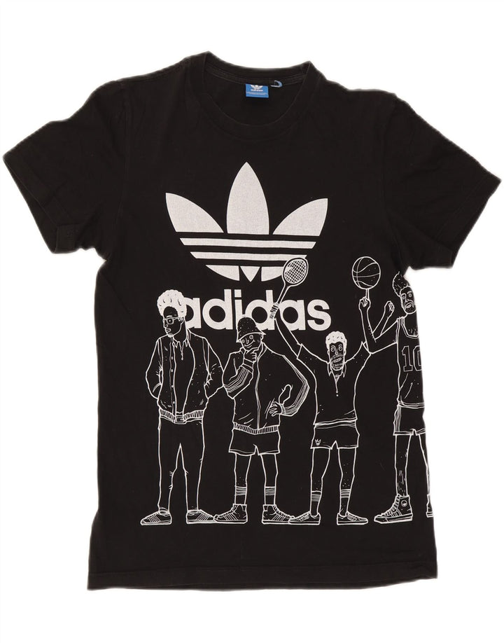 Męska koszulka z grafiką Adidas, mała, czarna, bawełniana