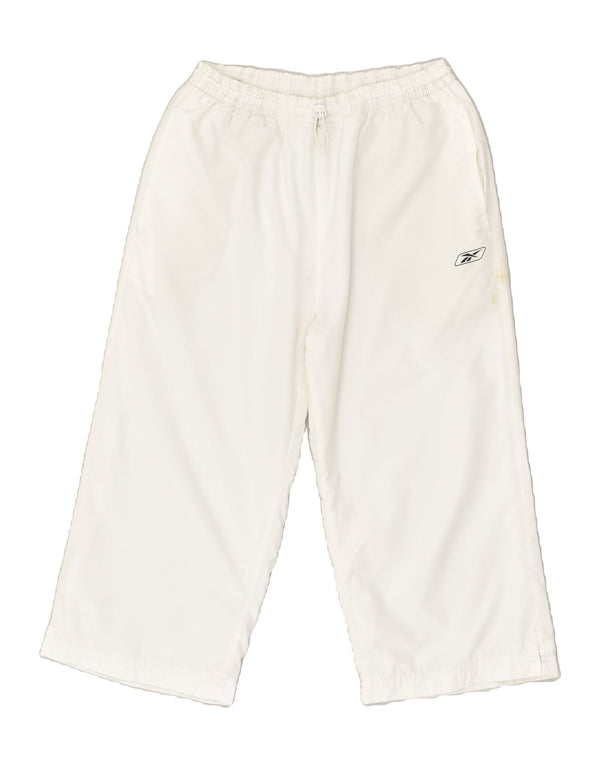 REEBOK Womens Capri Tracksuit Trousers UK 12 Medium  White Polyester