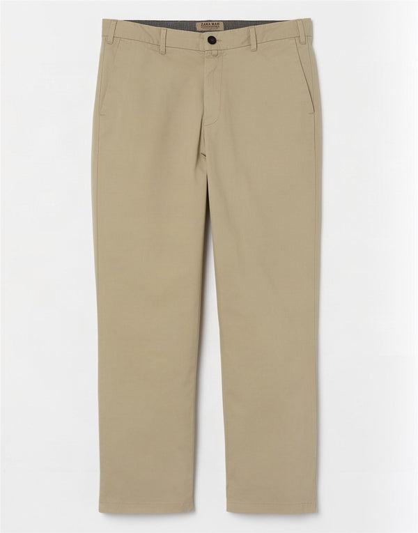 Męskie proste spodnie chino Zara EU 42 Large W32 L30 Beżowe