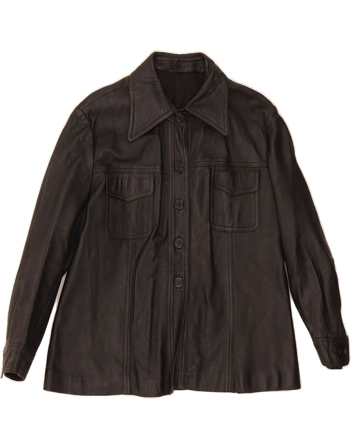 VINTAGE Womens Leather Jacket IT 46 Large Black Leather Vintage Vintage and Second-Hand Vintage from Messina Hembry 