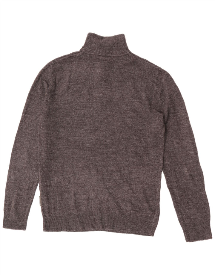 Męski sweter zapinany na zamek French Connection, duży, szary, nakrapiany akryl