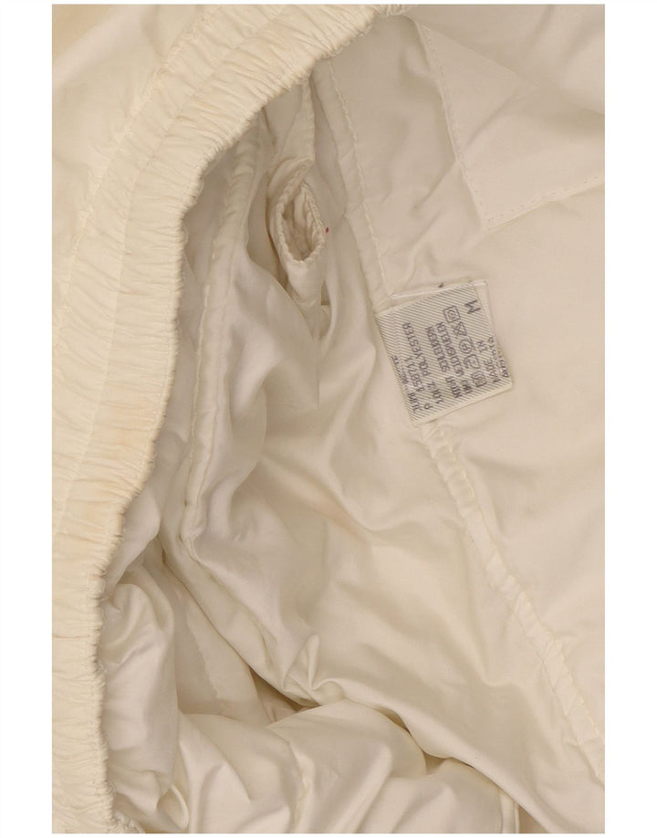 Vintage męska wyściełana kamizelka o luźnym kroju UK 38, średni biały poliester