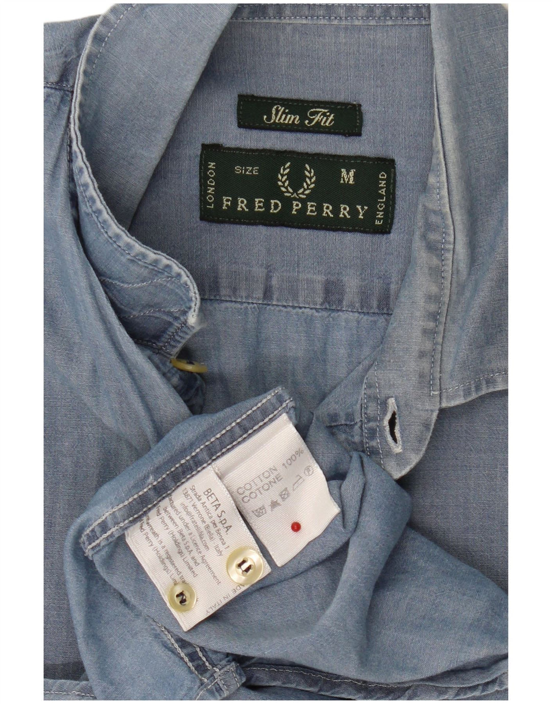 Koszula męska Fred Perry Slim Fit, średnioniebieska, bawełniana
