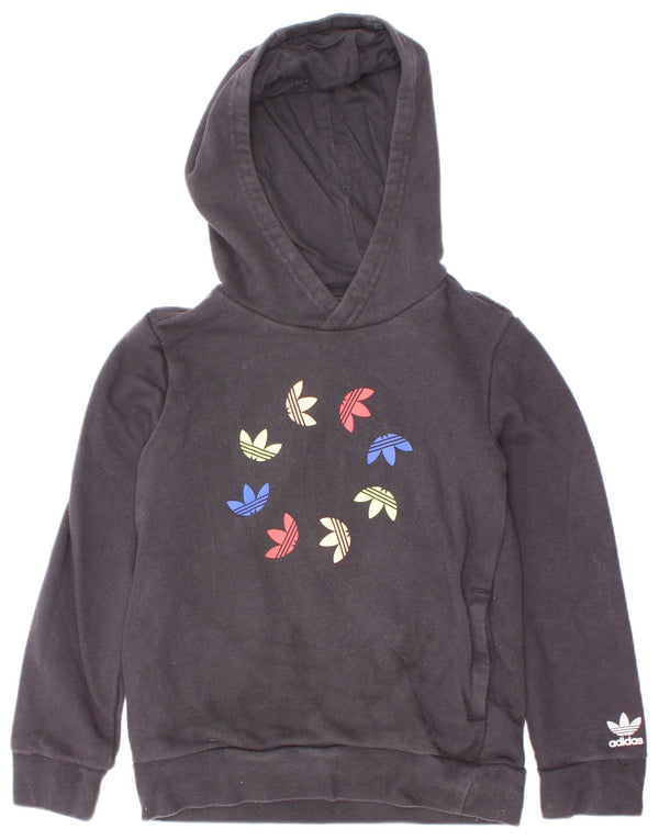 Chłopięca bluza z kapturem Adidas z grafiką, 7-8 lat, czarna bawełna