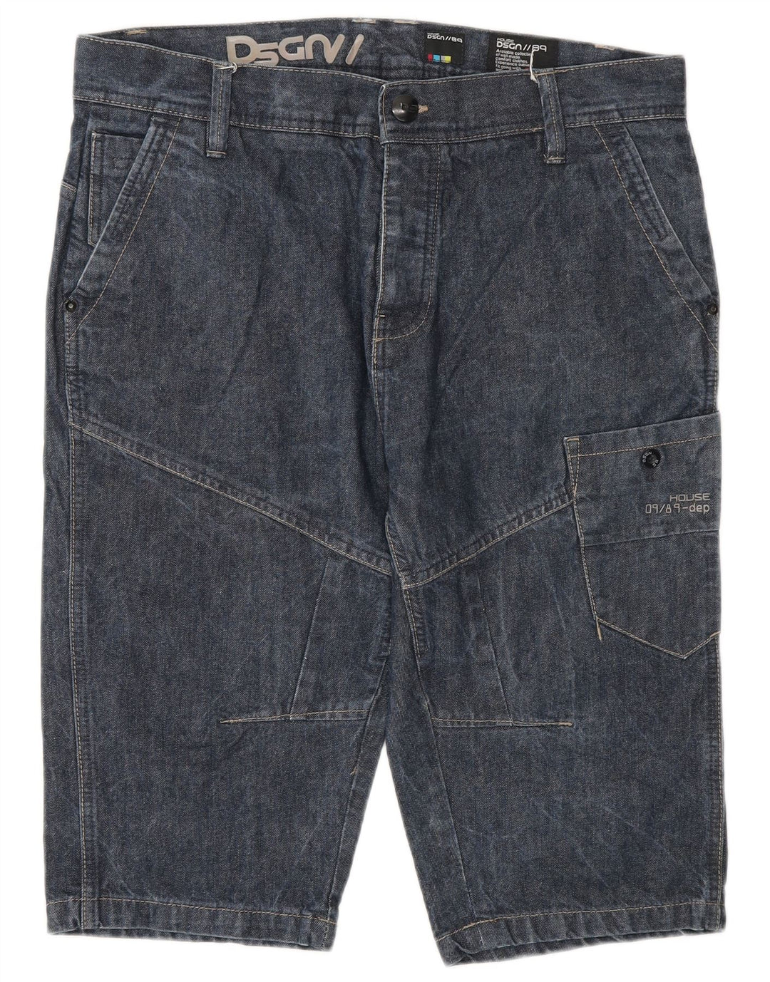Męskie spodenki jeansowe cargo w stylu vintage W32 Średni granat