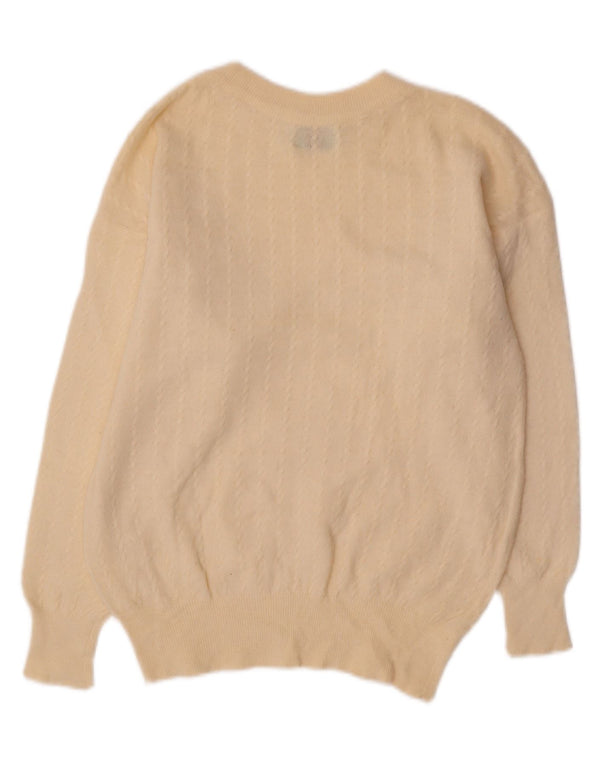 BENETTON Damski sweter z okrągłym dekoltem UK 12, średni złamanej bieli