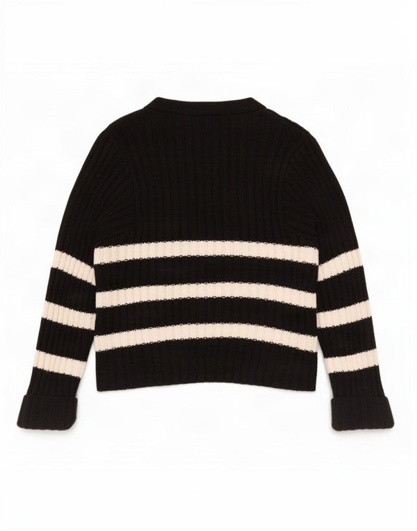Sweter damski Zara UK 16, duże, czarne paski, akryl