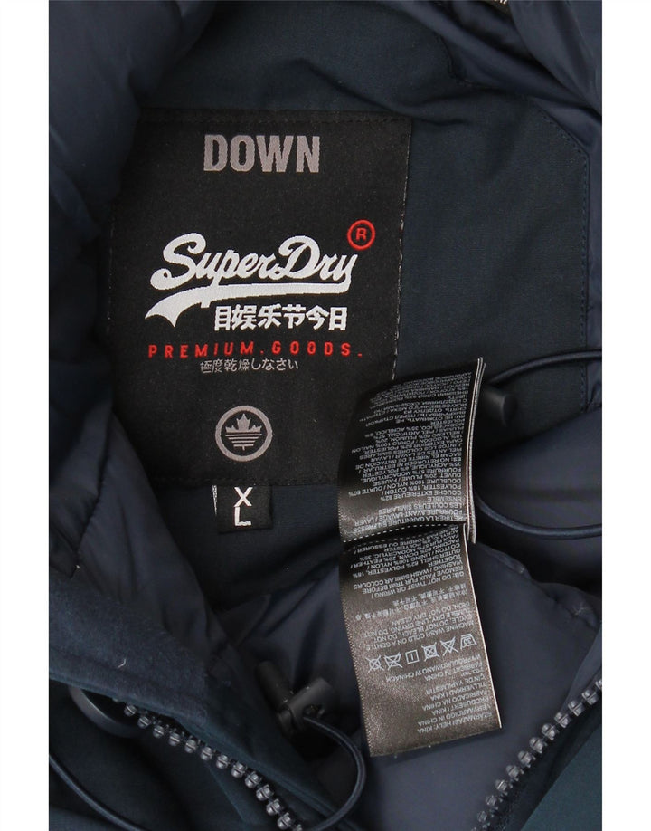 Męska ocieplana kurtka z kapturem Superdry UK 42 XL, granatowa, poliester